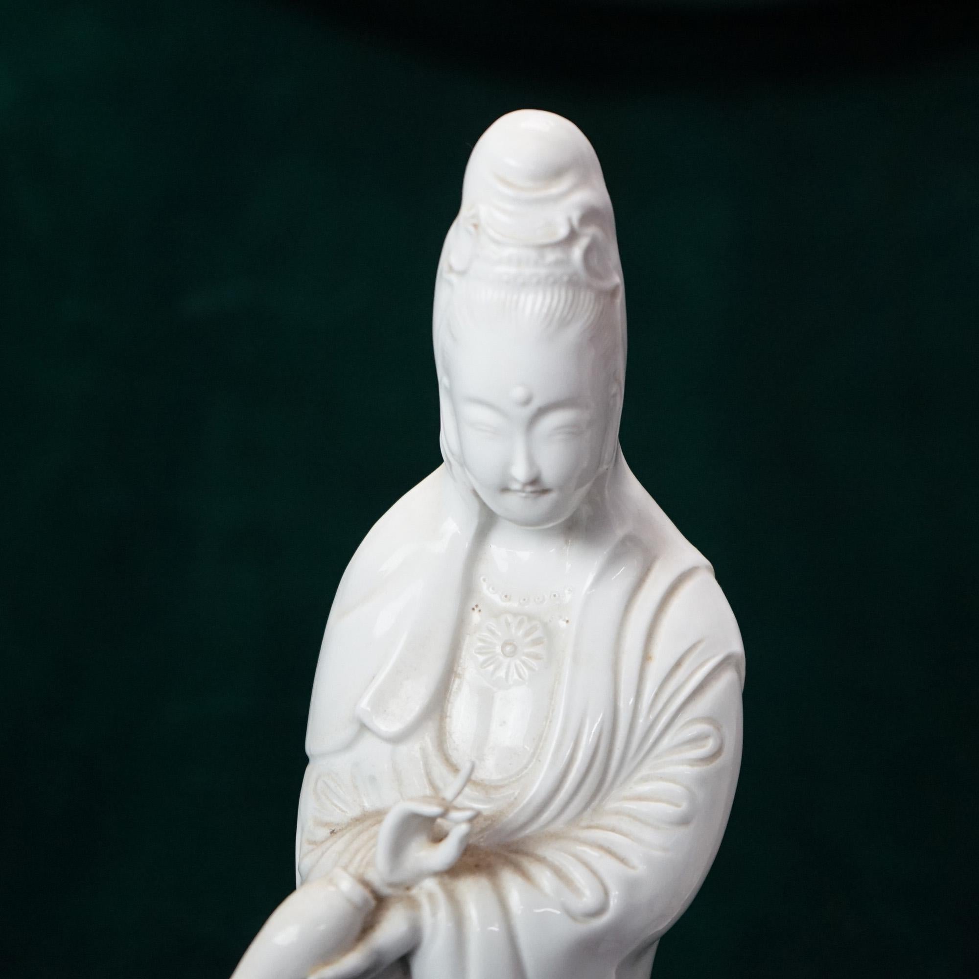 Pair of Vintage Chinese Blanc De Chine Porcelain Shiva Figures C1930 In Good Condition In Big Flats, NY