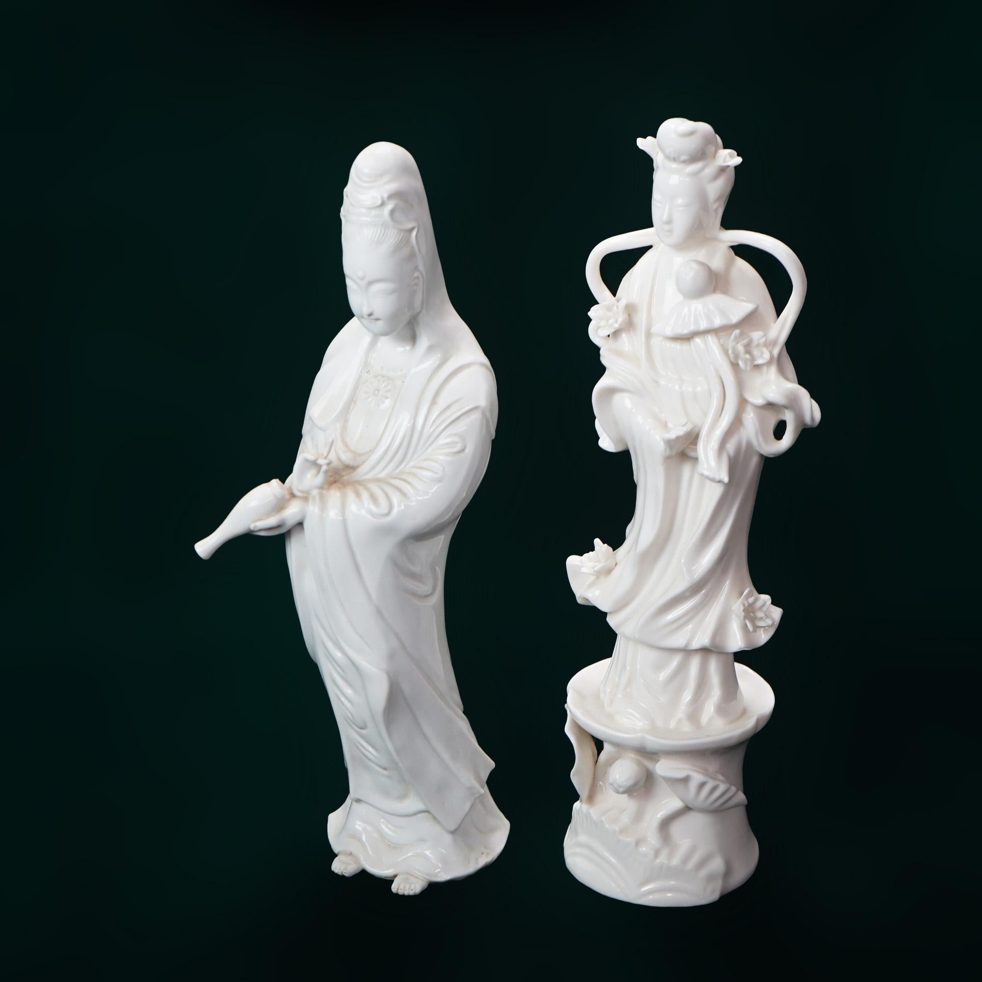 20th Century Pair of Vintage Chinese Blanc De Chine Porcelain Shiva Figures C1930