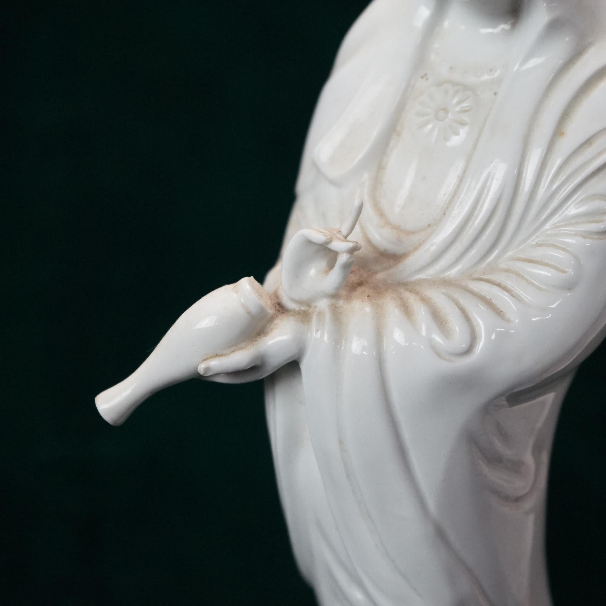 Pair of Vintage Chinese Blanc De Chine Porcelain Shiva Figures C1930 1