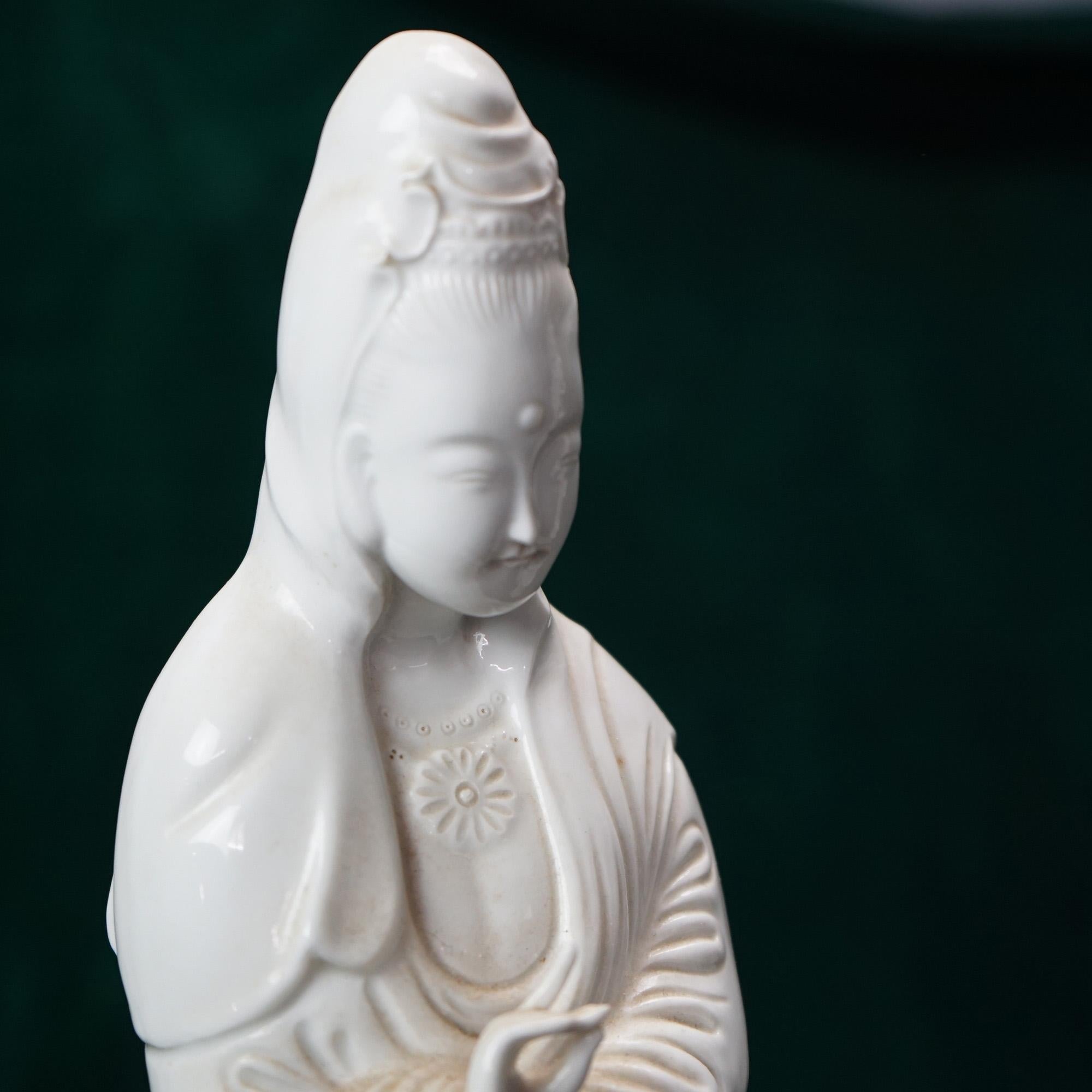Pair of Vintage Chinese Blanc De Chine Porcelain Shiva Figures C1930 3