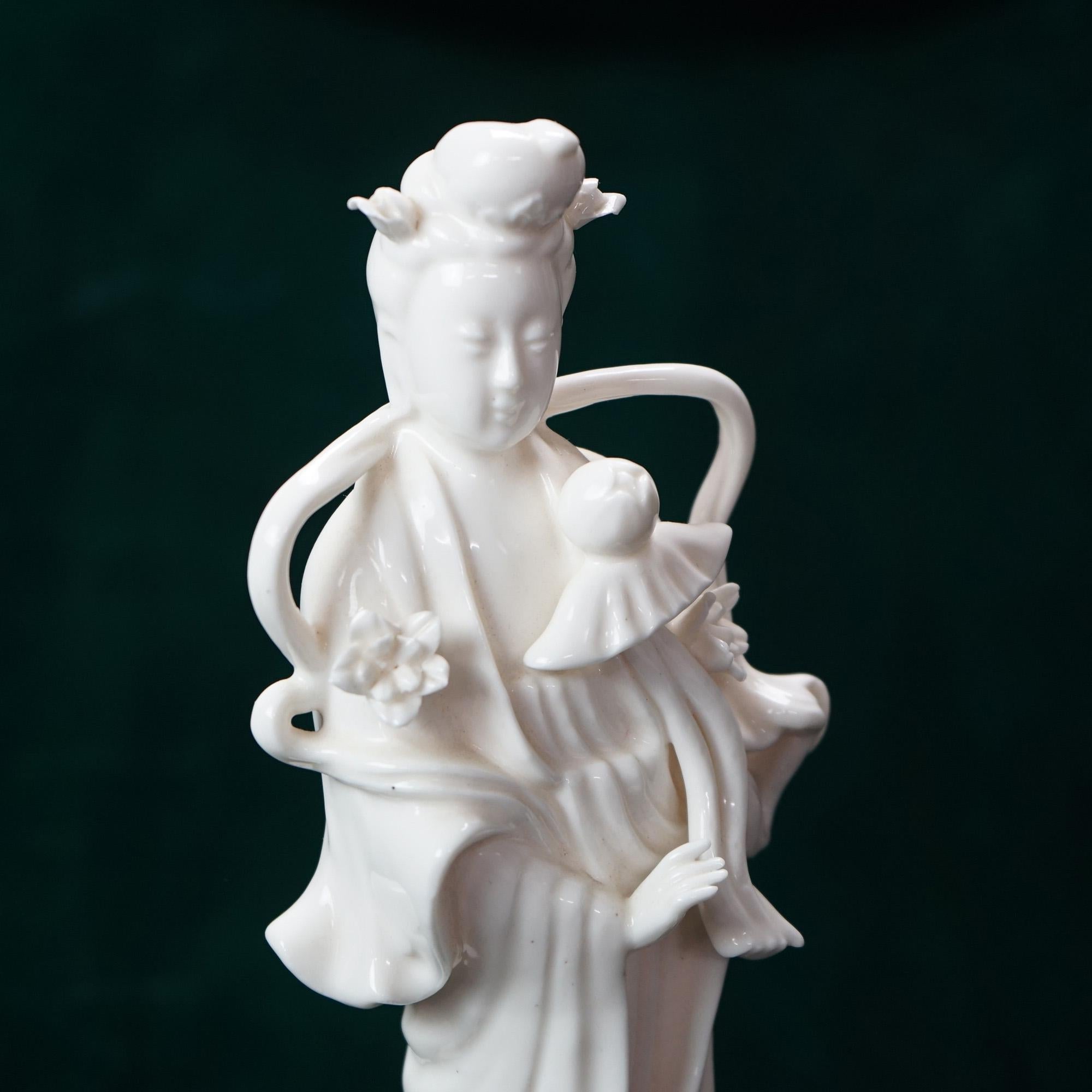 Pair of Vintage Chinese Blanc De Chine Porcelain Shiva Figures C1930 4