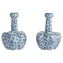 Pair of Vintage Chinese Blue and White Porcelain Tulipieres
