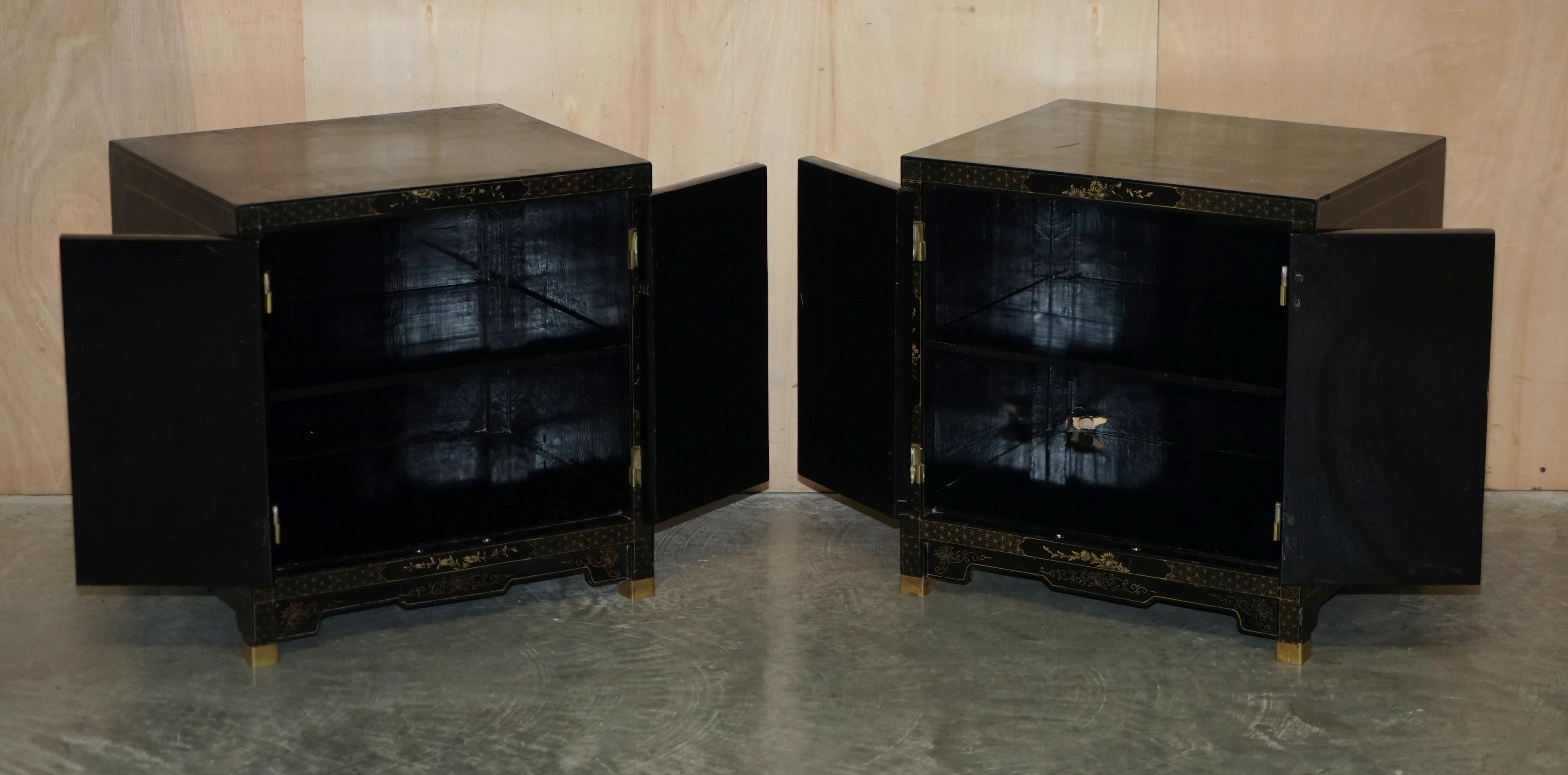 Pair of Vintage Chinese Chinoiserie Soapstone Side Cabinets Bedside Tables 9