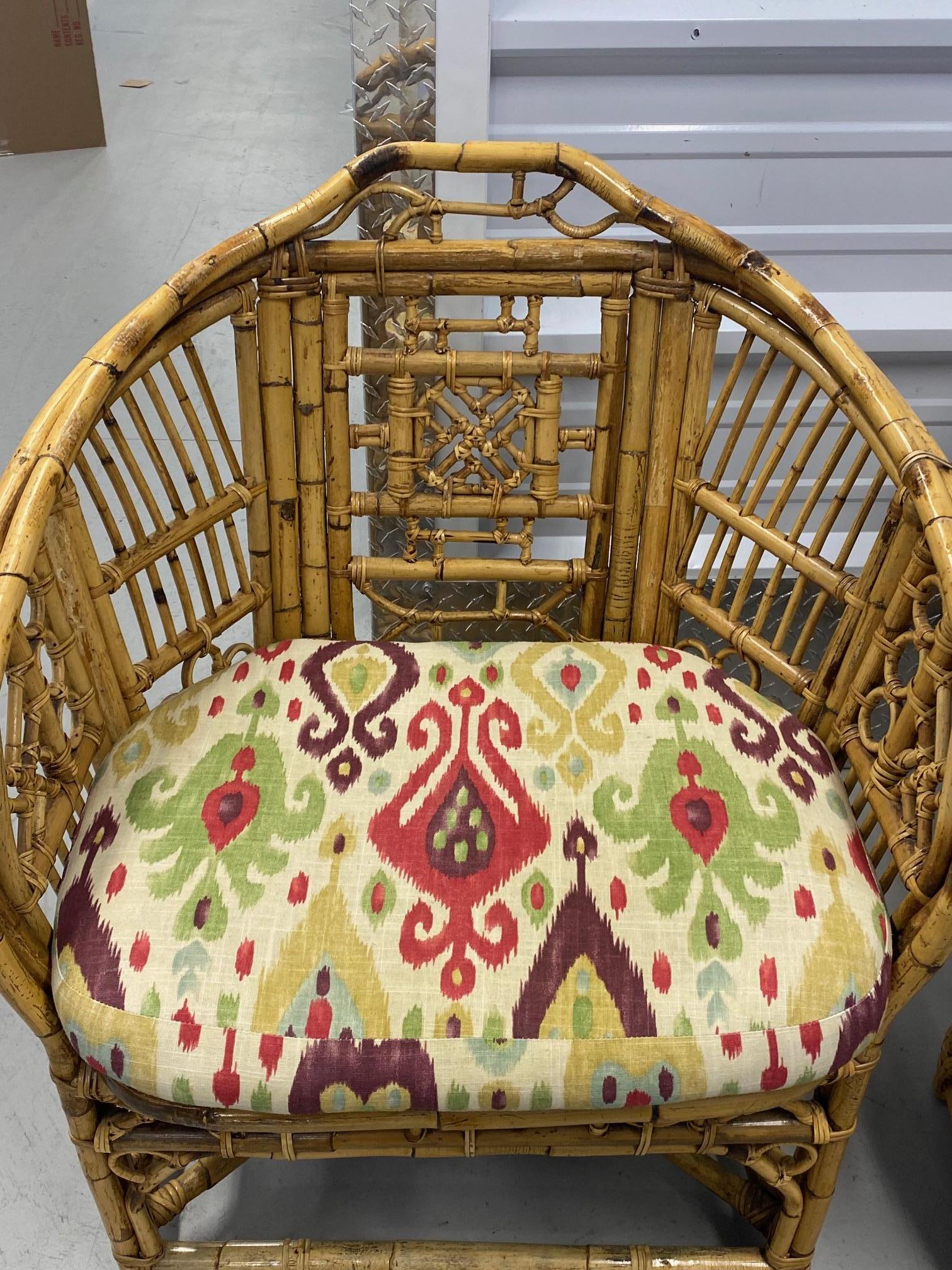 Pareja de sillas de centro de bambú y ratán estilo Chippendale de época china en venta 4