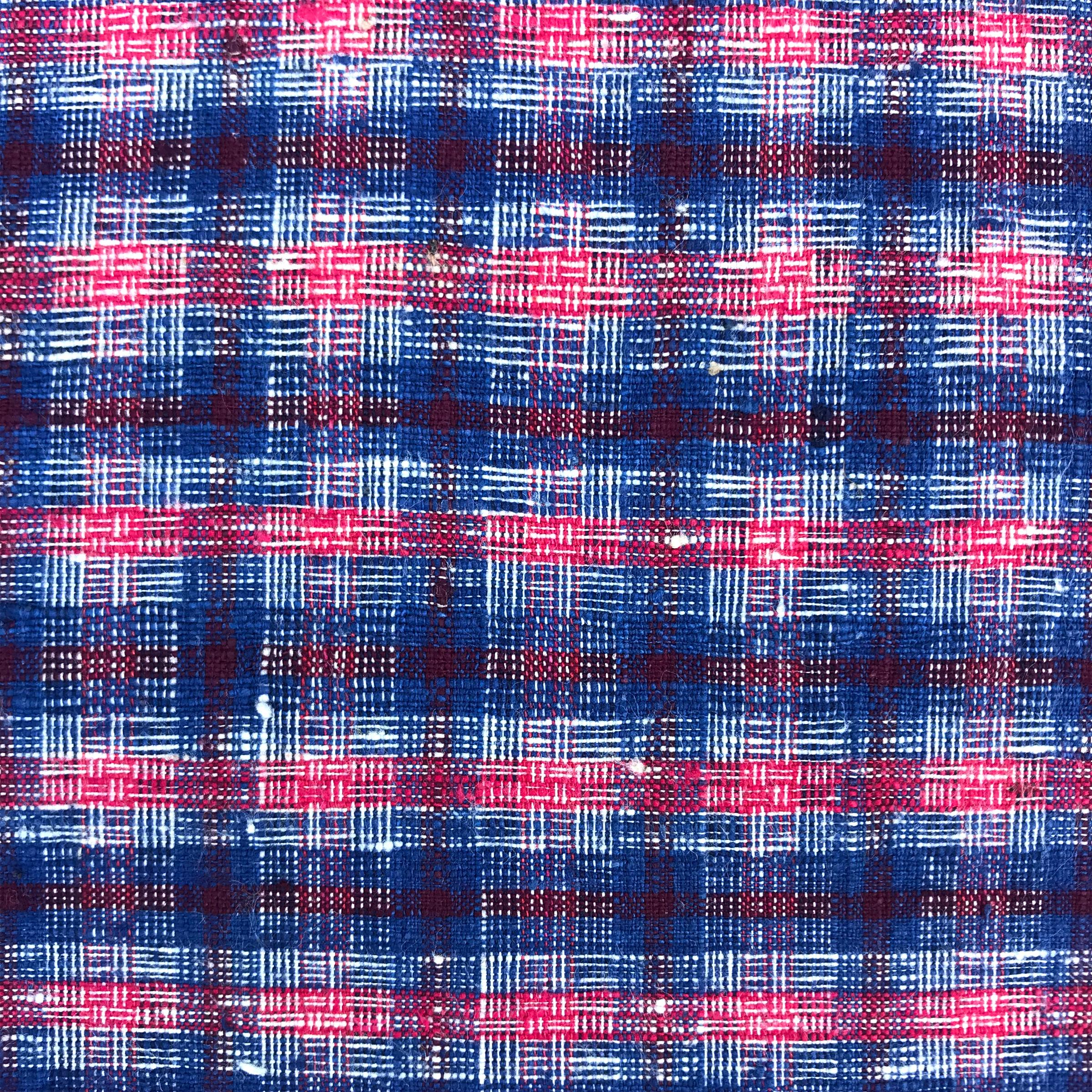 Pair of Vintage Chinese Cotton Plaid Pillows 1