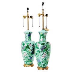Pair of Vintage Chinese Enamel Vases as Lamps