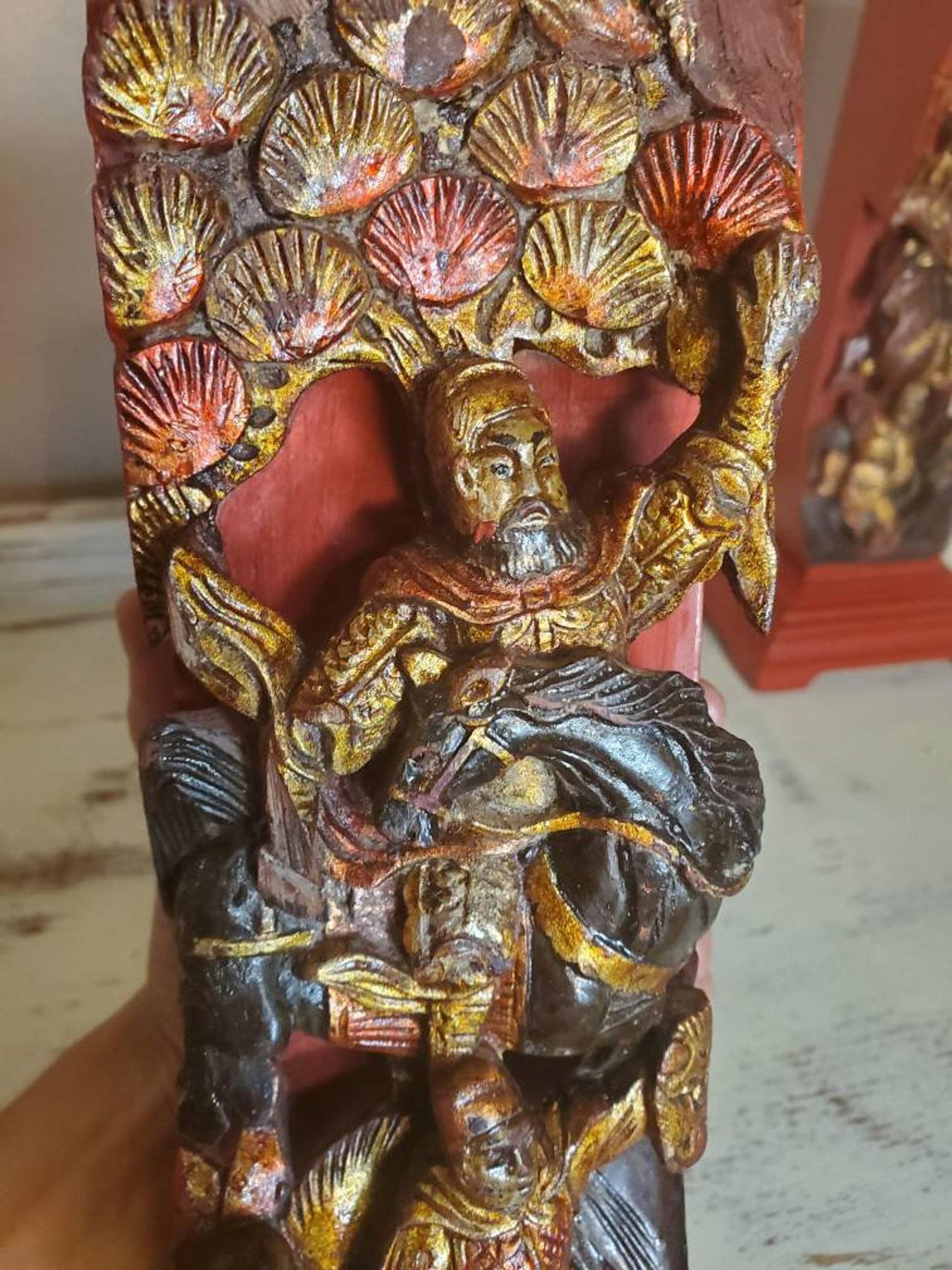 Pair of Vintage Chinese Figural Architectural Element Incense Burner Stand For Sale 1