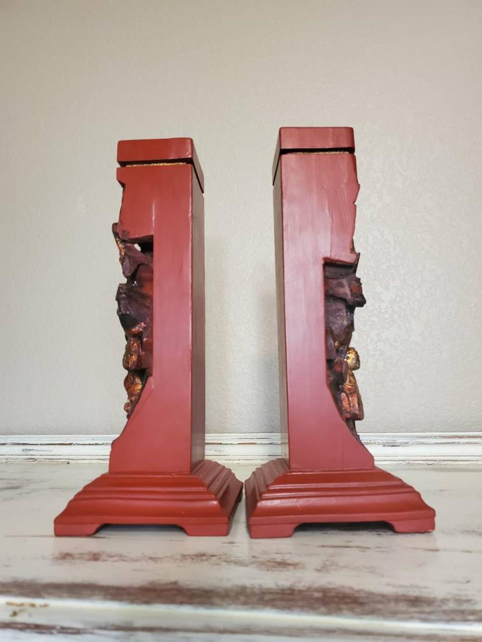Pair of Vintage Chinese Figural Architectural Element Incense Burner Stand For Sale 2
