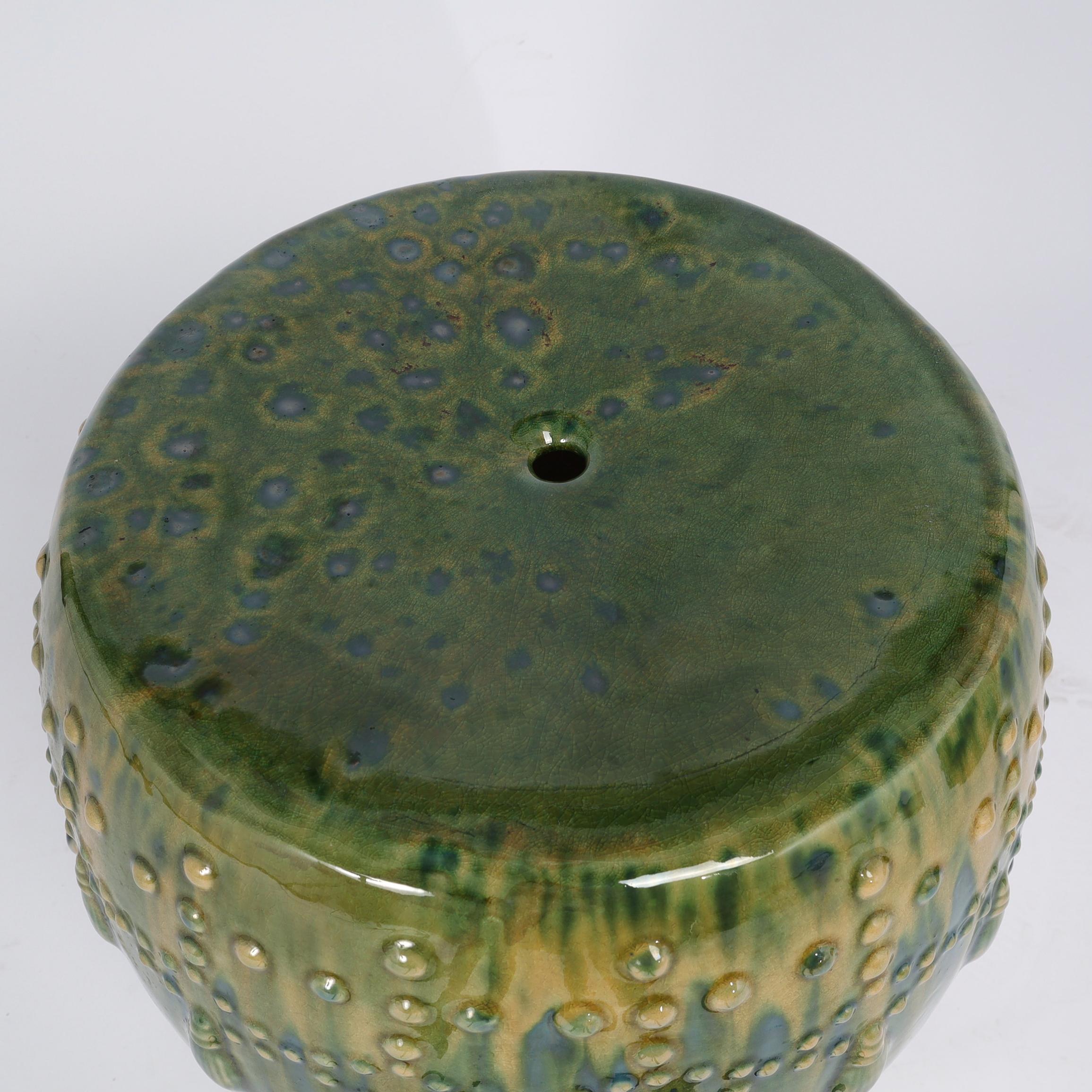 Vernissé Paire de sièges de jardin chinois vintage en terre cuite émaillée
