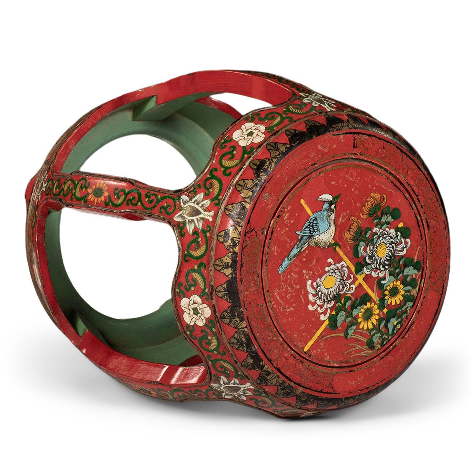 Bois Paire de sièges de jardin laqués et peints vintage chinois en vente