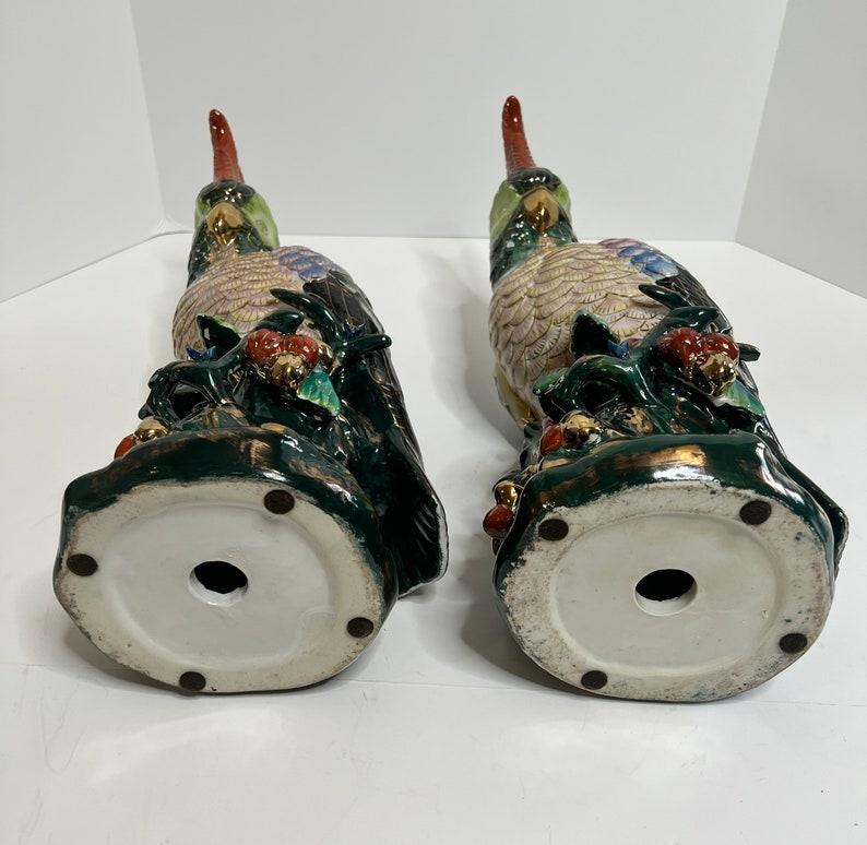 Pair of Vintage Chinese Parrot Sculptures 4