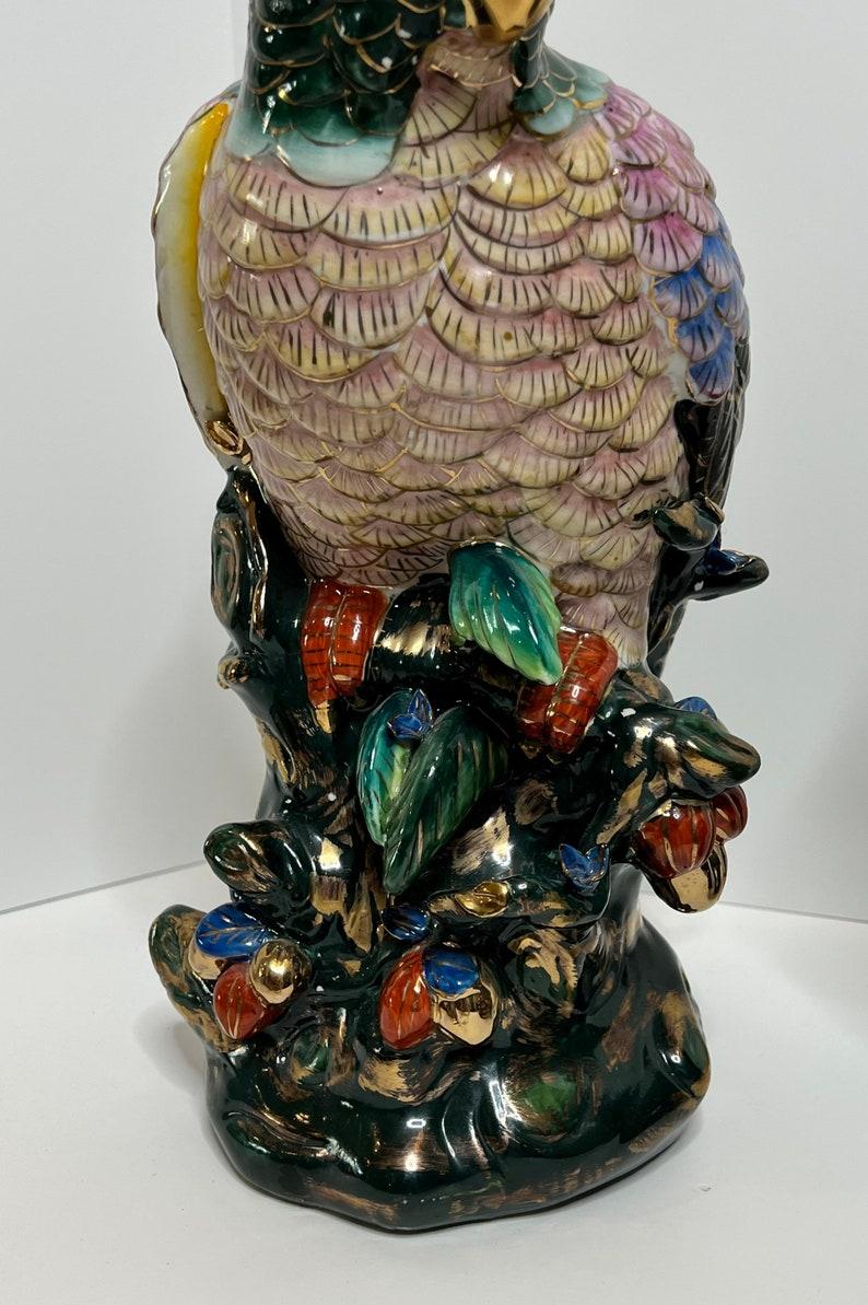 Pair of Vintage Chinese Parrot Sculptures 1