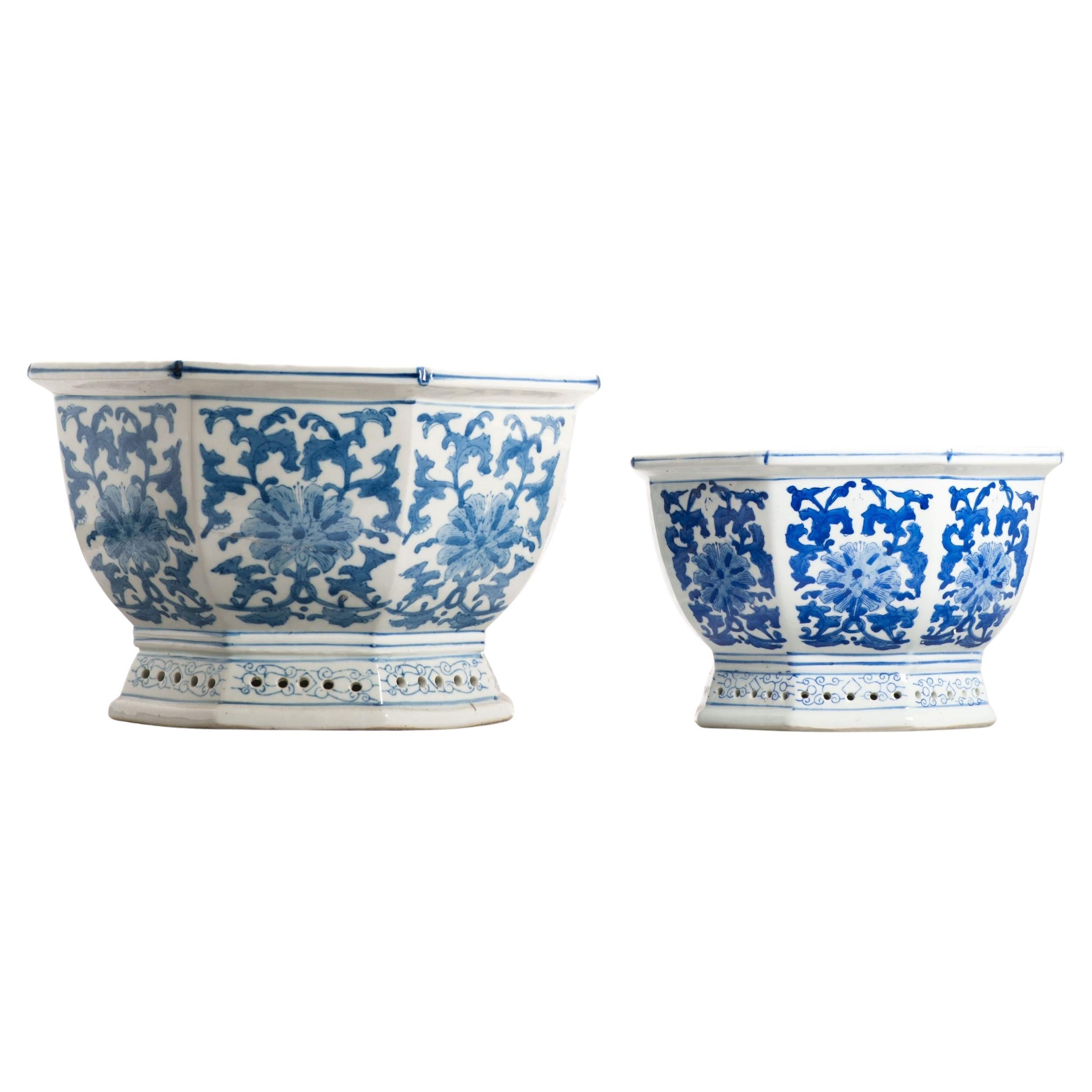 Pareja de macetas vintage de porcelana china PROC Jardiniere, 20C