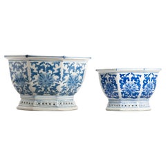 Pareja de macetas vintage de porcelana china PROC Jardiniere, 20C