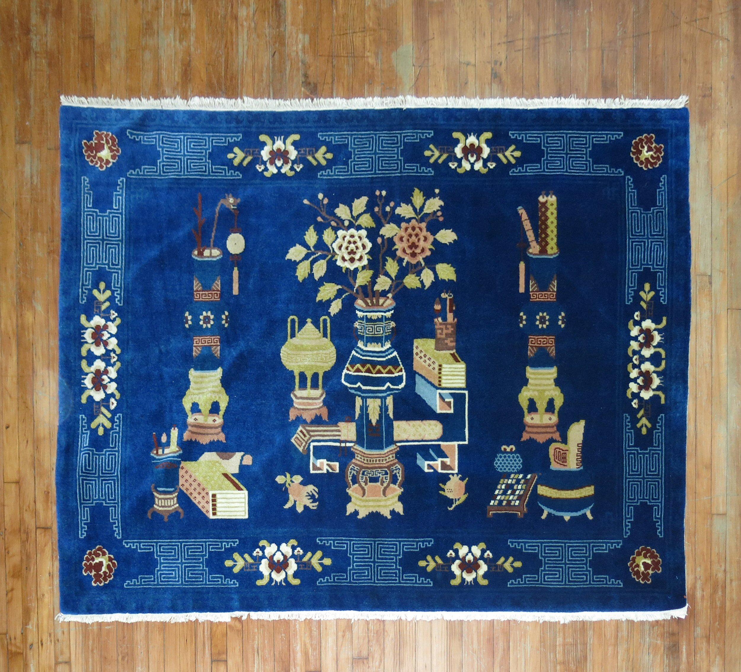 Wool Pair of Vintage Chinese Rugs For Sale