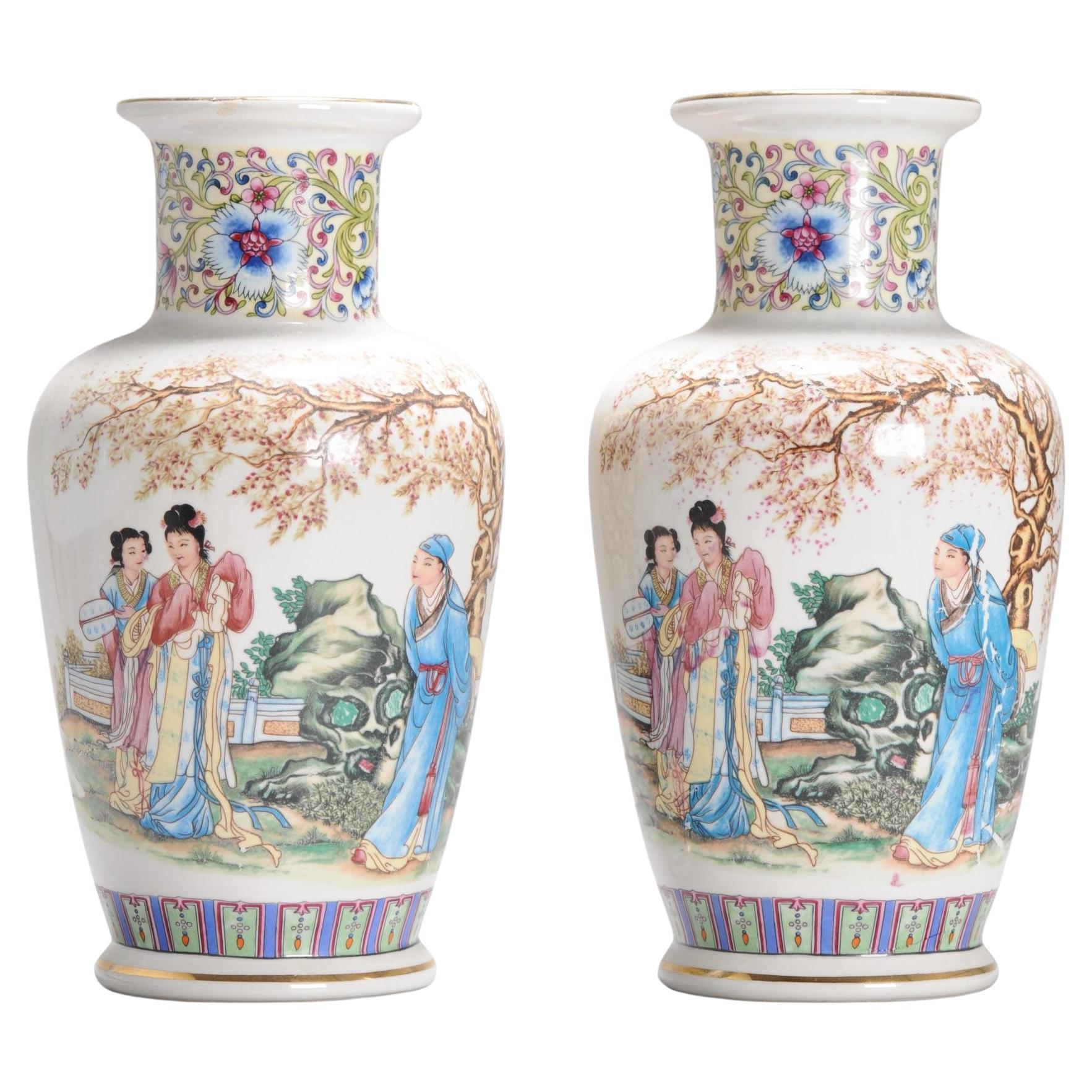 Pair of Vintage Chinese Style Porcelain Vase Made in Italy, 20th Century
