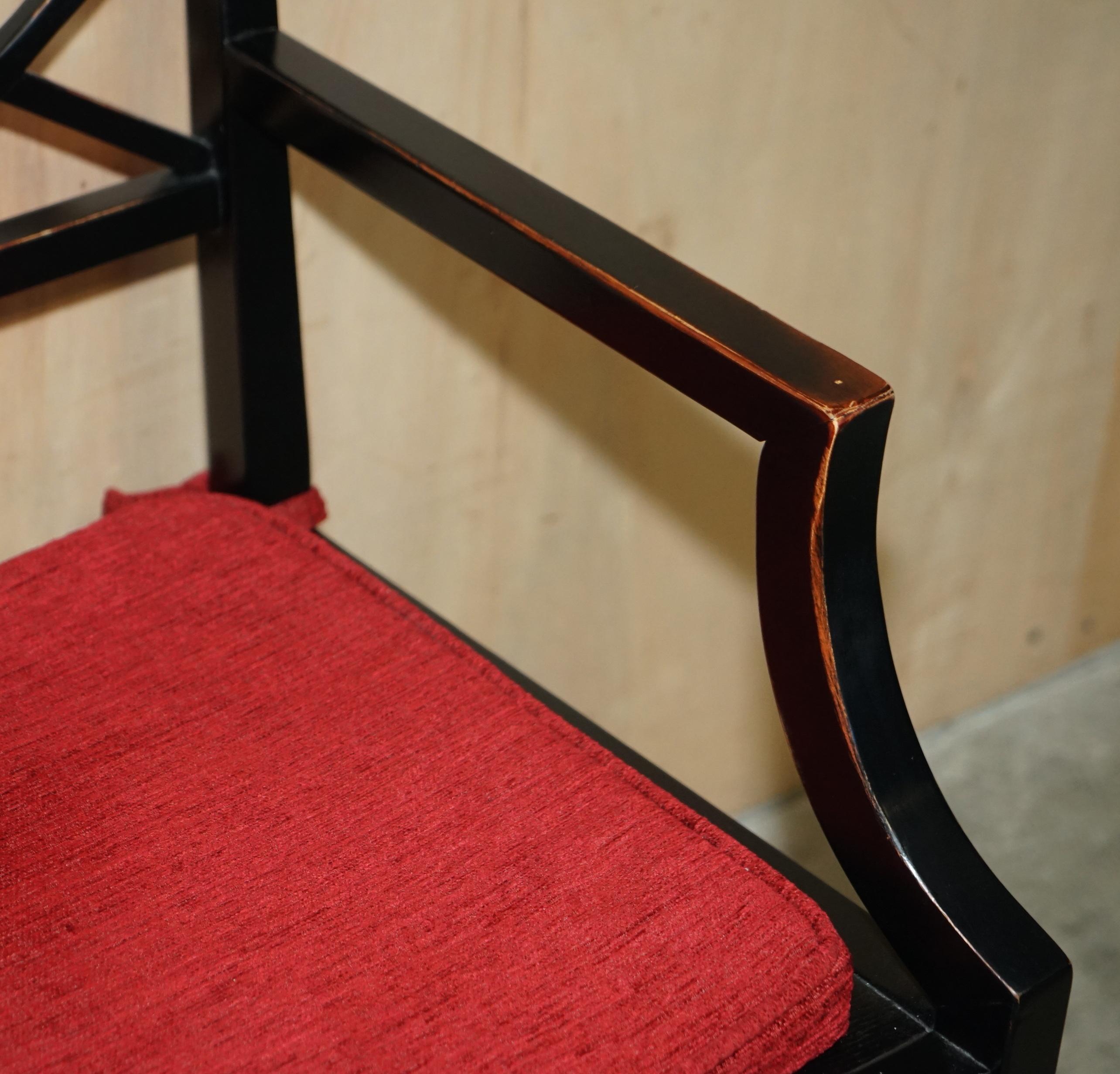 Paire de chaises d'appoint vintage chinoises de style Chippendale en bois d'ébène vieilli en vente 2