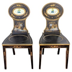 Pair Of Vintage Chinoiserie Style Hall Chairs
