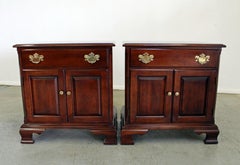 Pair of Vintage Chippendale Statton Old Towne Cherry Nightstands