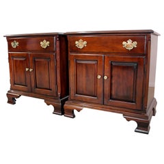 Pair of Vintage Chippendale Statton Old Towne Cherry Nightstands