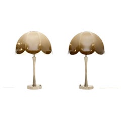 Pair of Vintage Chrome and Acrylic Table Lamps