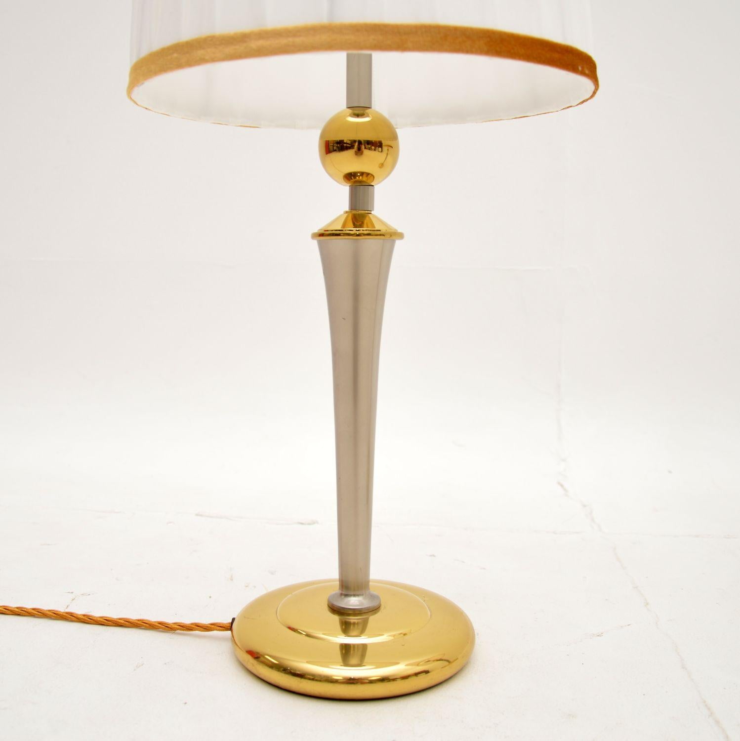 Mid-Century Modern Pair of Vintage Chrome and Brass Table Lamps For Sale