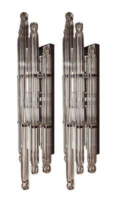 Pair of Vintage Chrome and Glass Wall Lamps by Honsel, Germany, 1970s