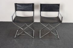 Par de sillas de director vintage cromadas y de Naugahyde, diseñadas por Robert Kjer Jakobsen