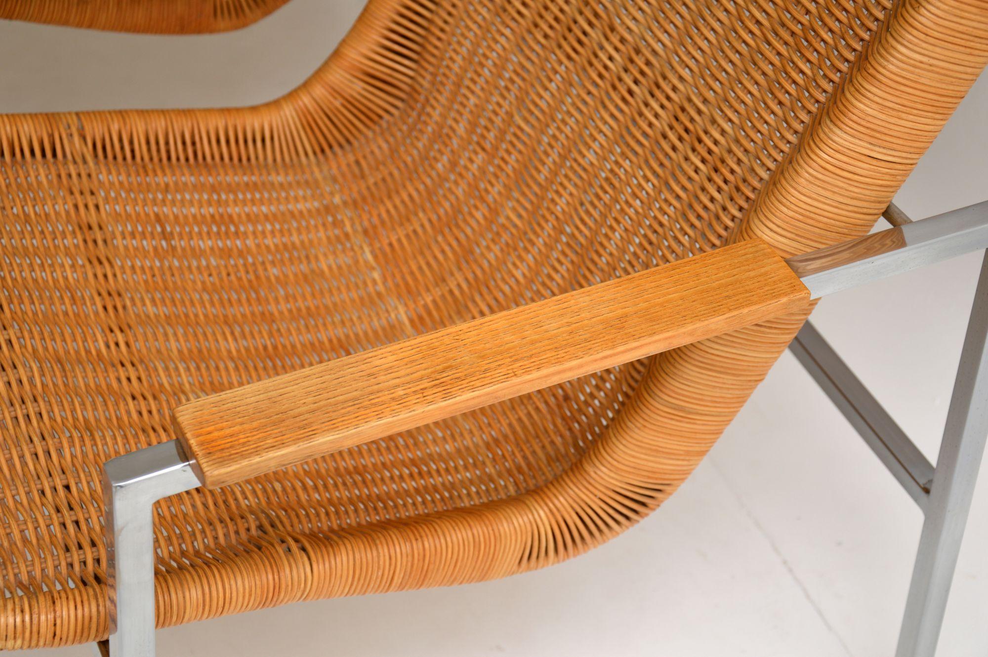 Pair of Vintage Chrome and Rattan Armchairs by Dirk Van Sliedrecht For Sale 4