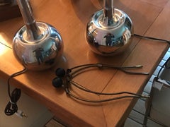 Pair of Vintage Chrome Ball Table Lamps by Laurel