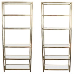 Pair of Vintage Chrome Étagères with Glass Shelves