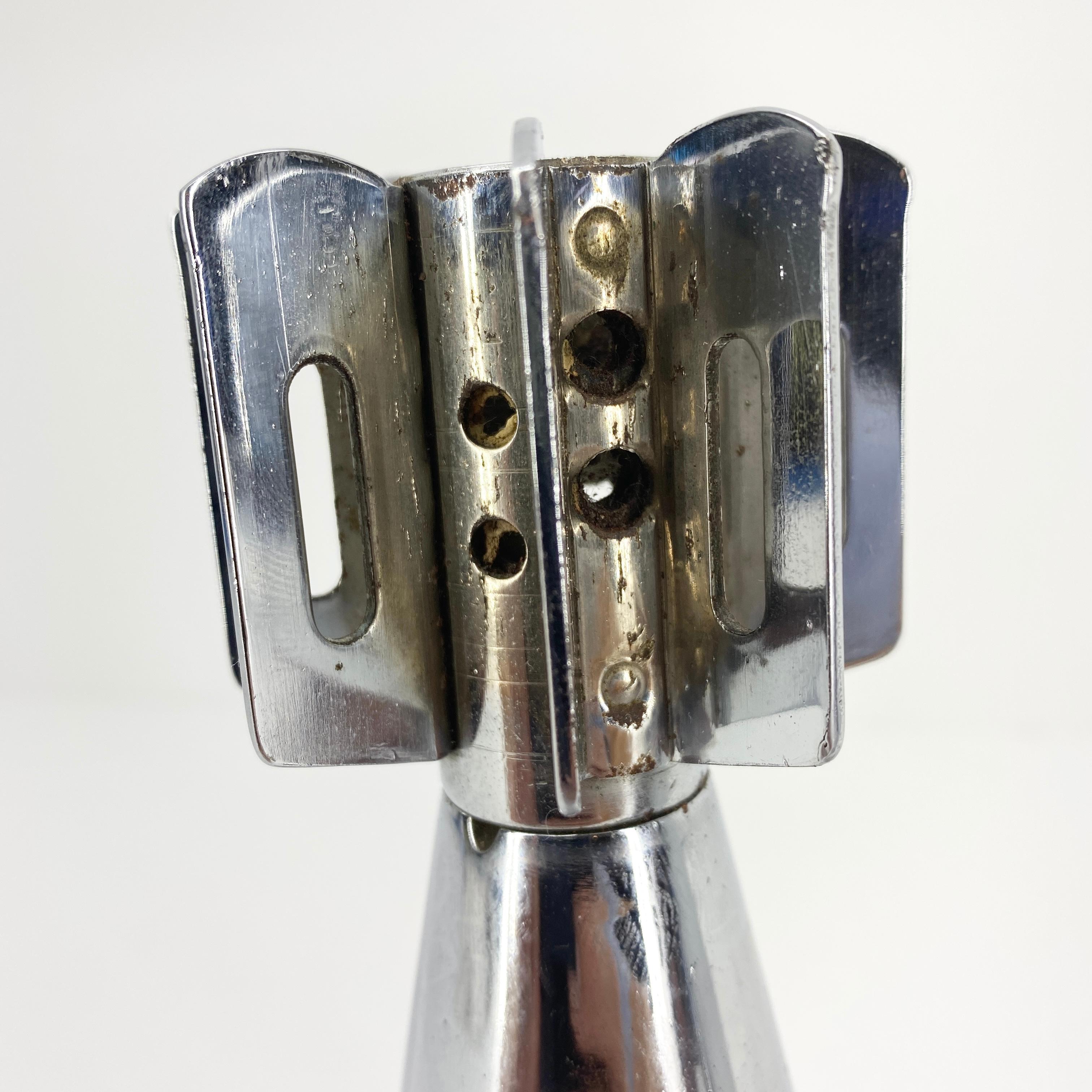 20th Century Pair Of Vintage Chromed Mortar Grenade Candlesticks Desk Accessories