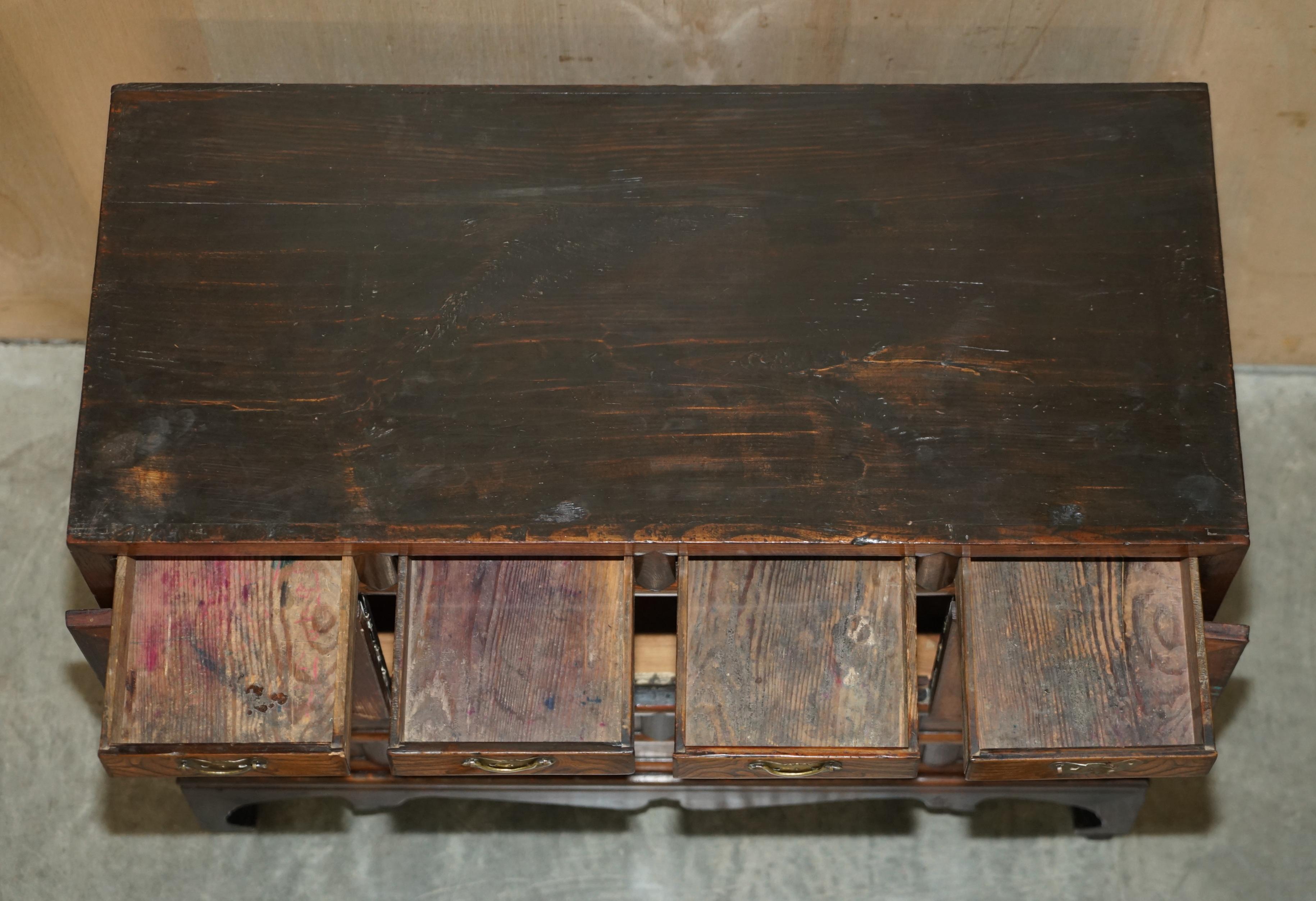 Pair of Vintage circa 1950's Asian Korean Scholars Side Table Chests Inc Drawers For Sale 7