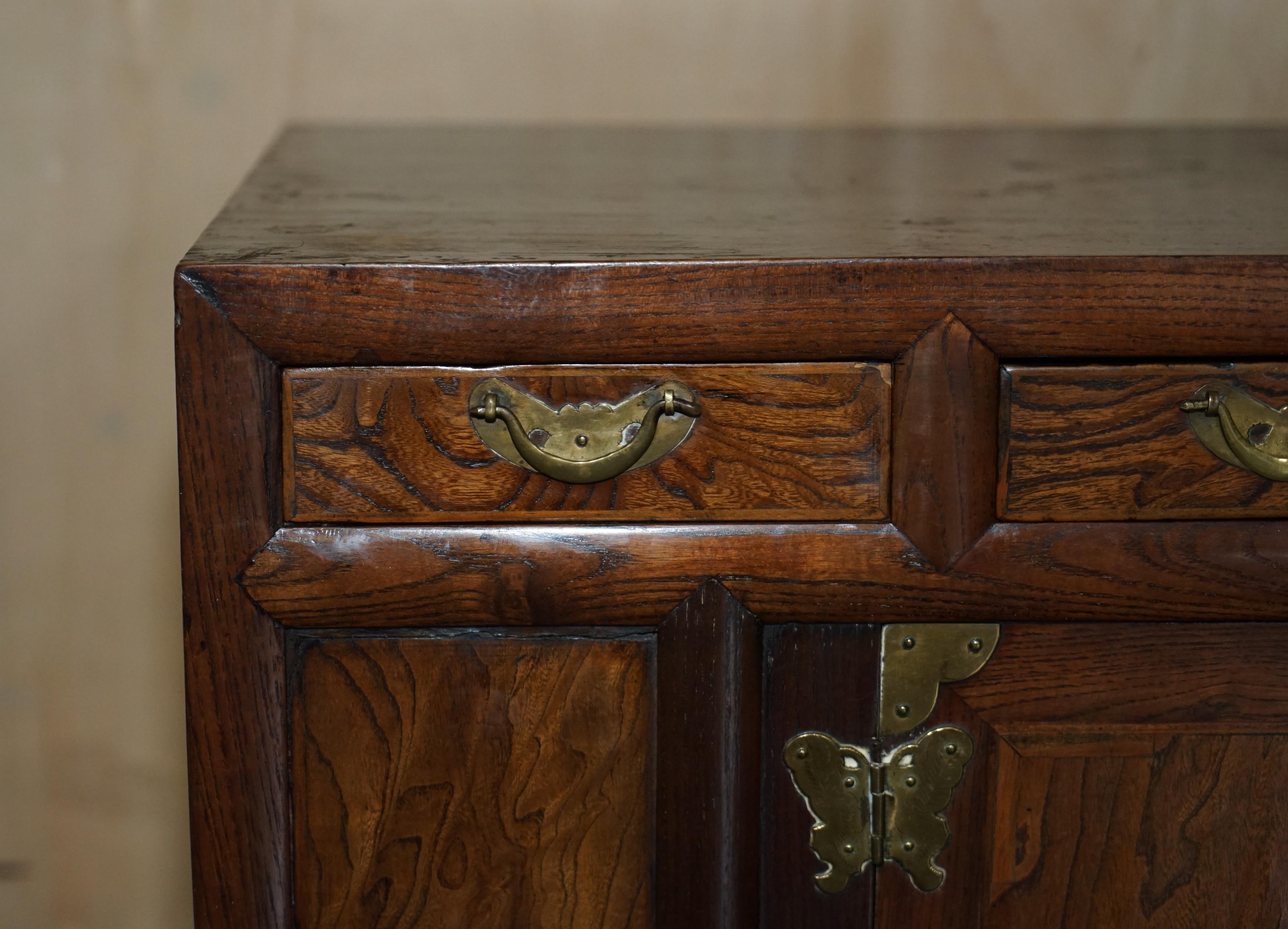 Mid-Century Modern Pair of Vintage circa 1950's Asian Korean Scholars Side Table Chests Inc Drawers For Sale