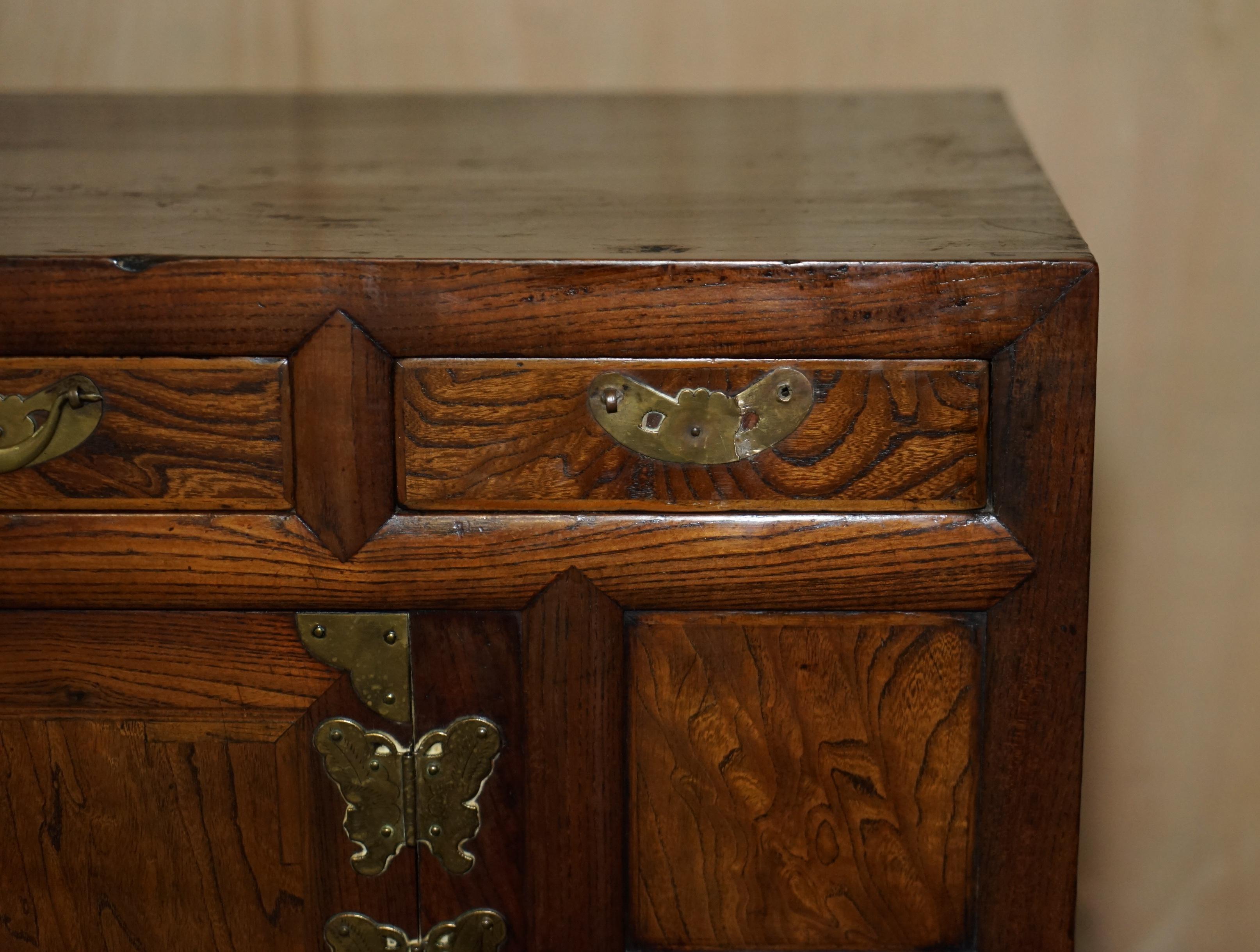 Hand-Crafted Pair of Vintage circa 1950's Asian Korean Scholars Side Table Chests Inc Drawers For Sale