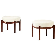 Pair of Vintage Circular Ottomans, circa 1950s