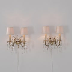 Coppia di lampade da parete classiche in cristallo d'epoca K8-14, Mauri Almari, Idman 1950s