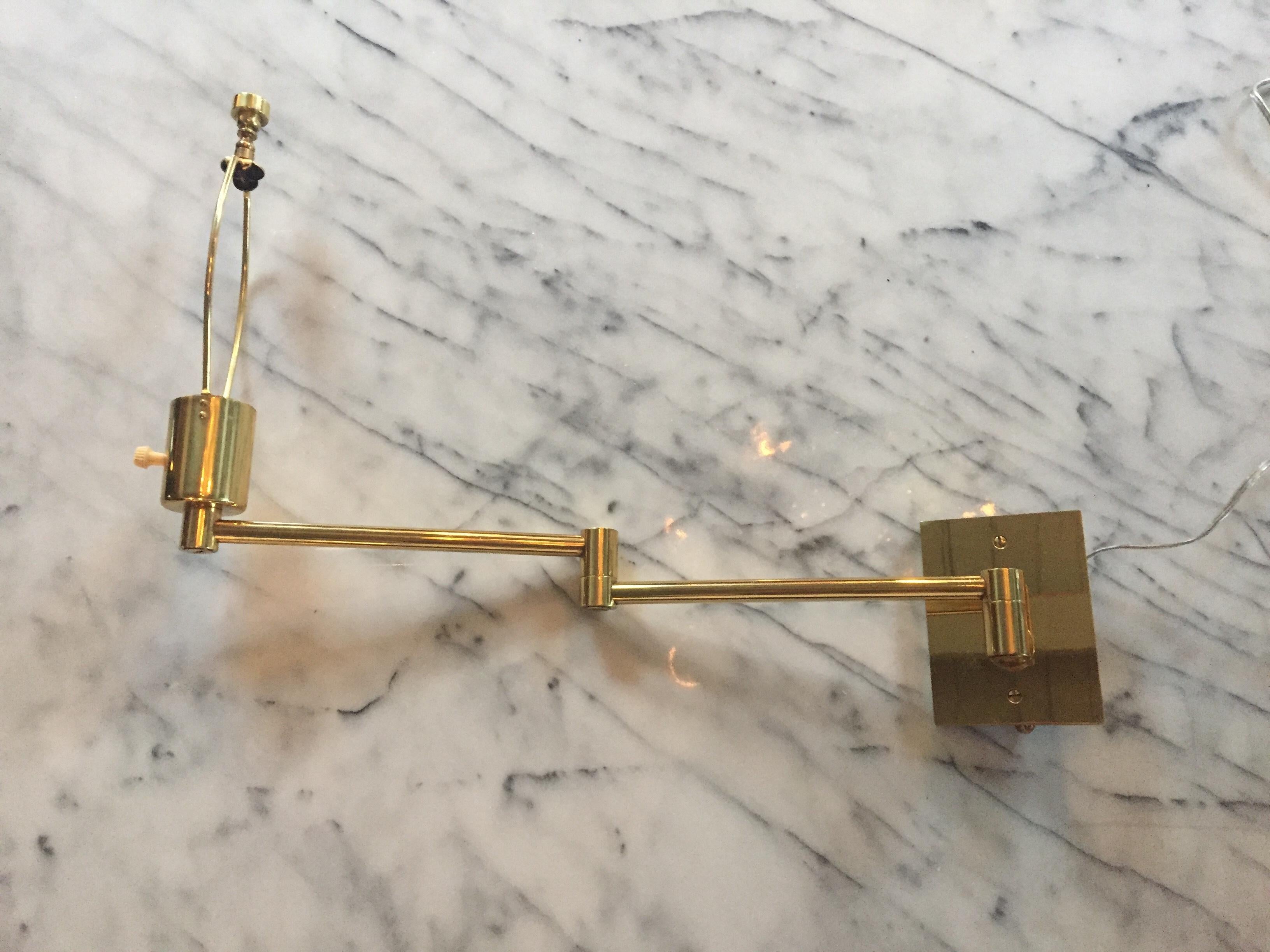 Pair of Vintage Classic Hansen Brass Swing Arm Wall Sconces 2