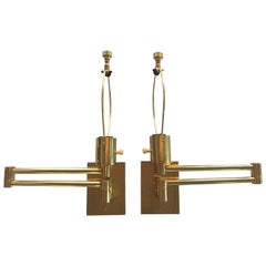 Pair of Vintage Classic Hansen Brass Swing Arm Wall Sconces