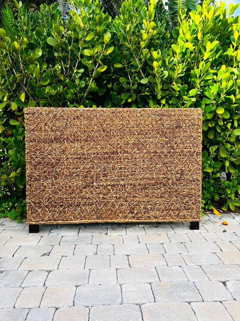 Pair of Vintage Coastal Headboards in Natural Woven Fibers, Full Size