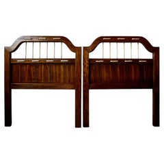 Pair of Vintage Coastal Nautical Oak Twin Headboards with Rope Detail, 1970s
