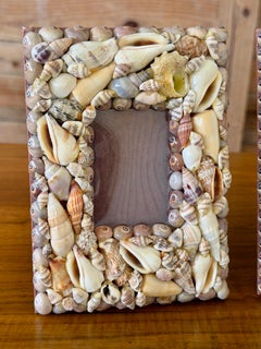 Coppia di cornici vintage con conchiglie incastonate a tema marino