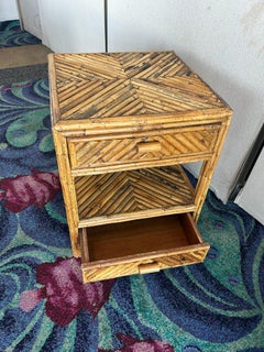 Pair of Vintage Coastal Split Reed Side Tables