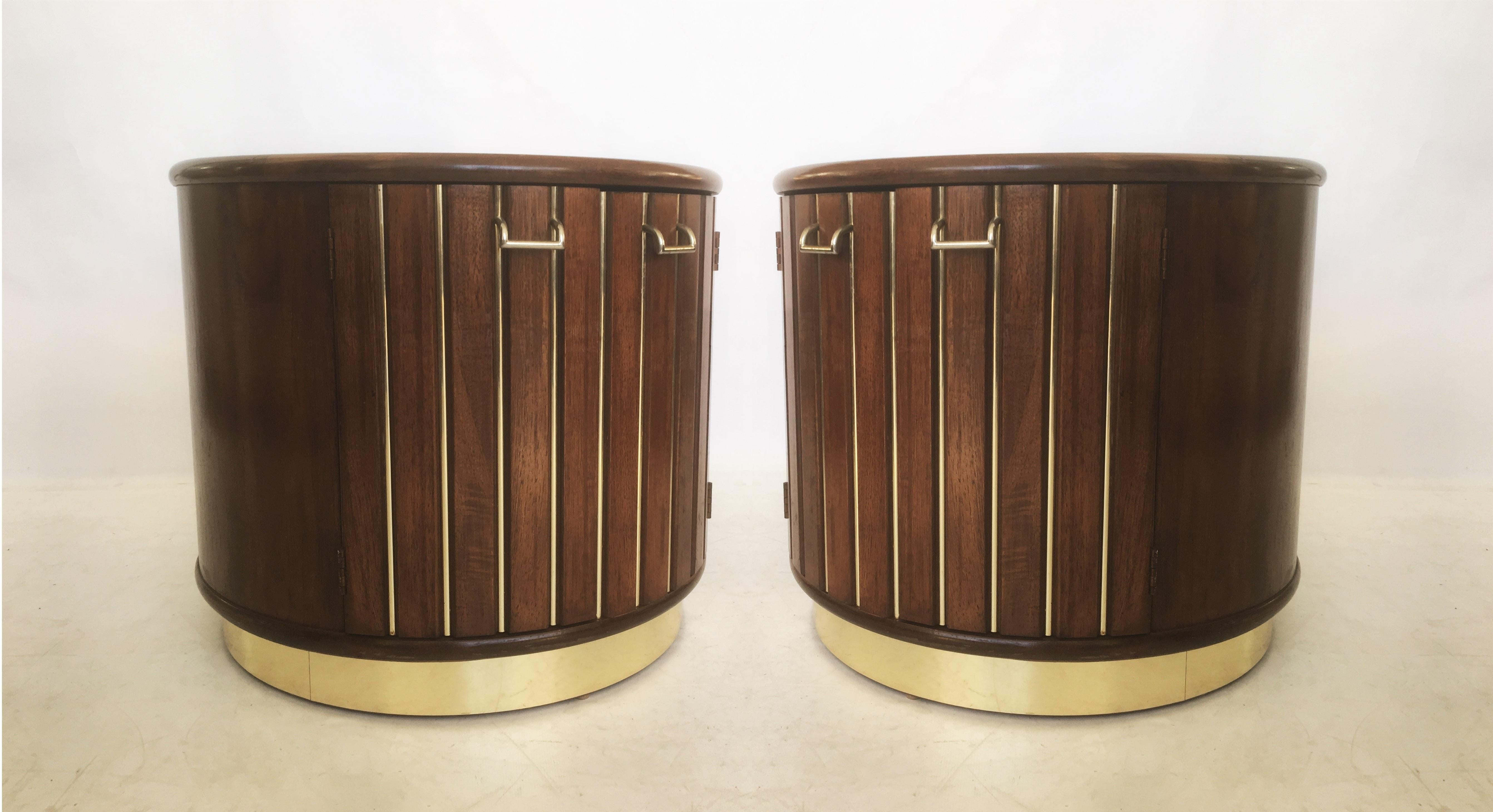 Brass Pair of Vintage Cocktail Bar Cabinets by American of Martinsville