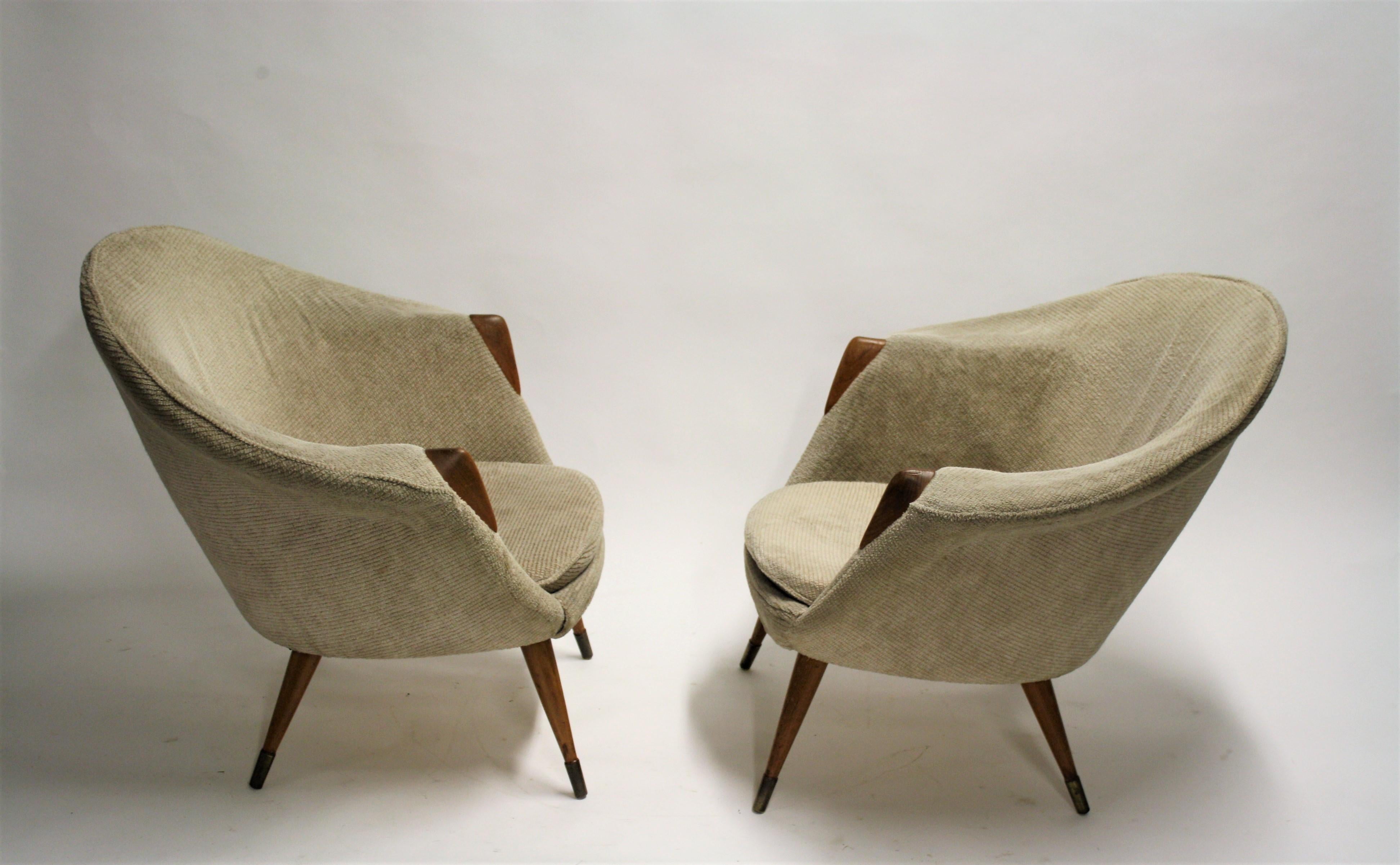 Mid-Century Modern Pair of Vintage Cocktail Chairs, 1960s