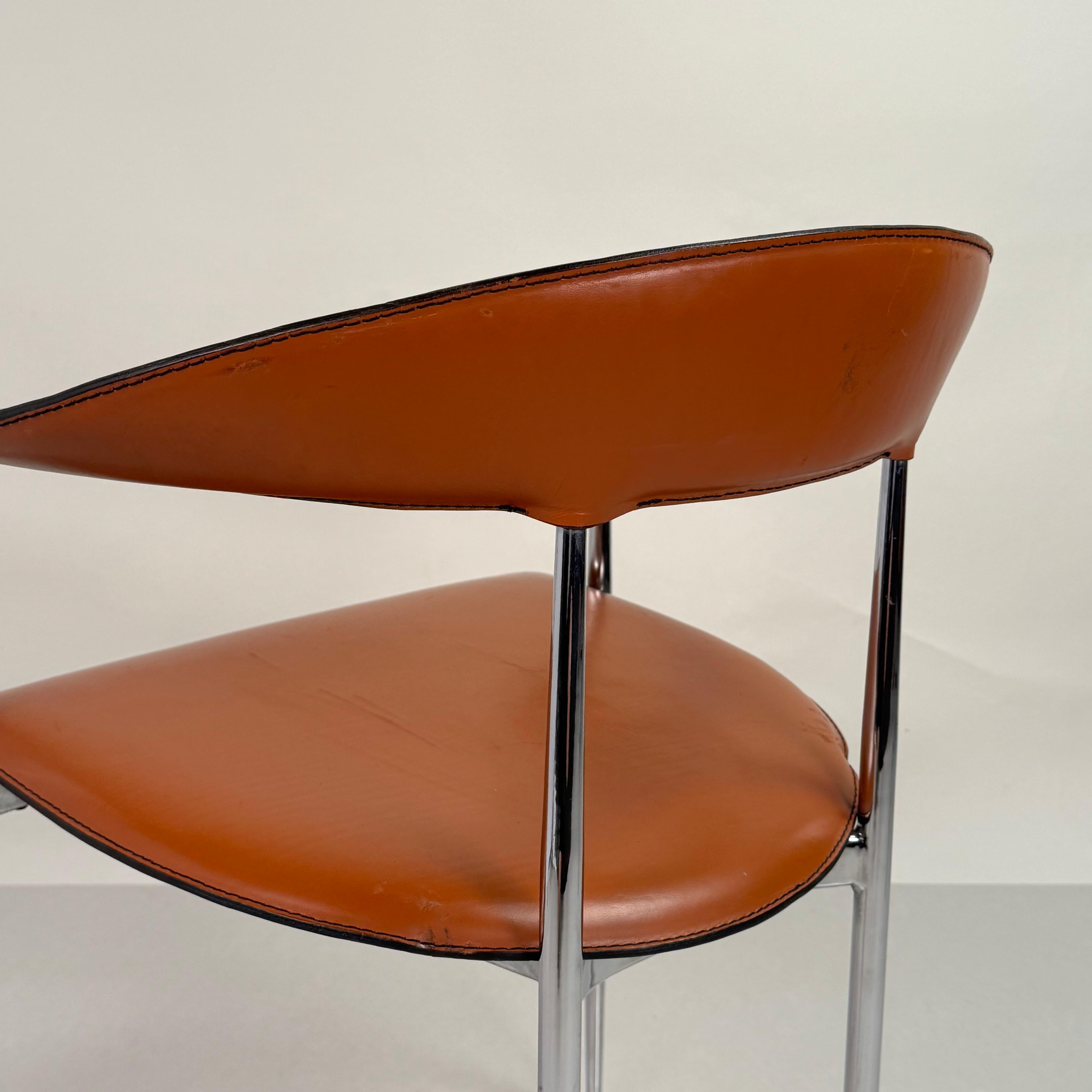 Ein Paar Vintage Cognac Leder P40 Stühle von Vegni & Gualtierotti für Fasem im Angebot 3