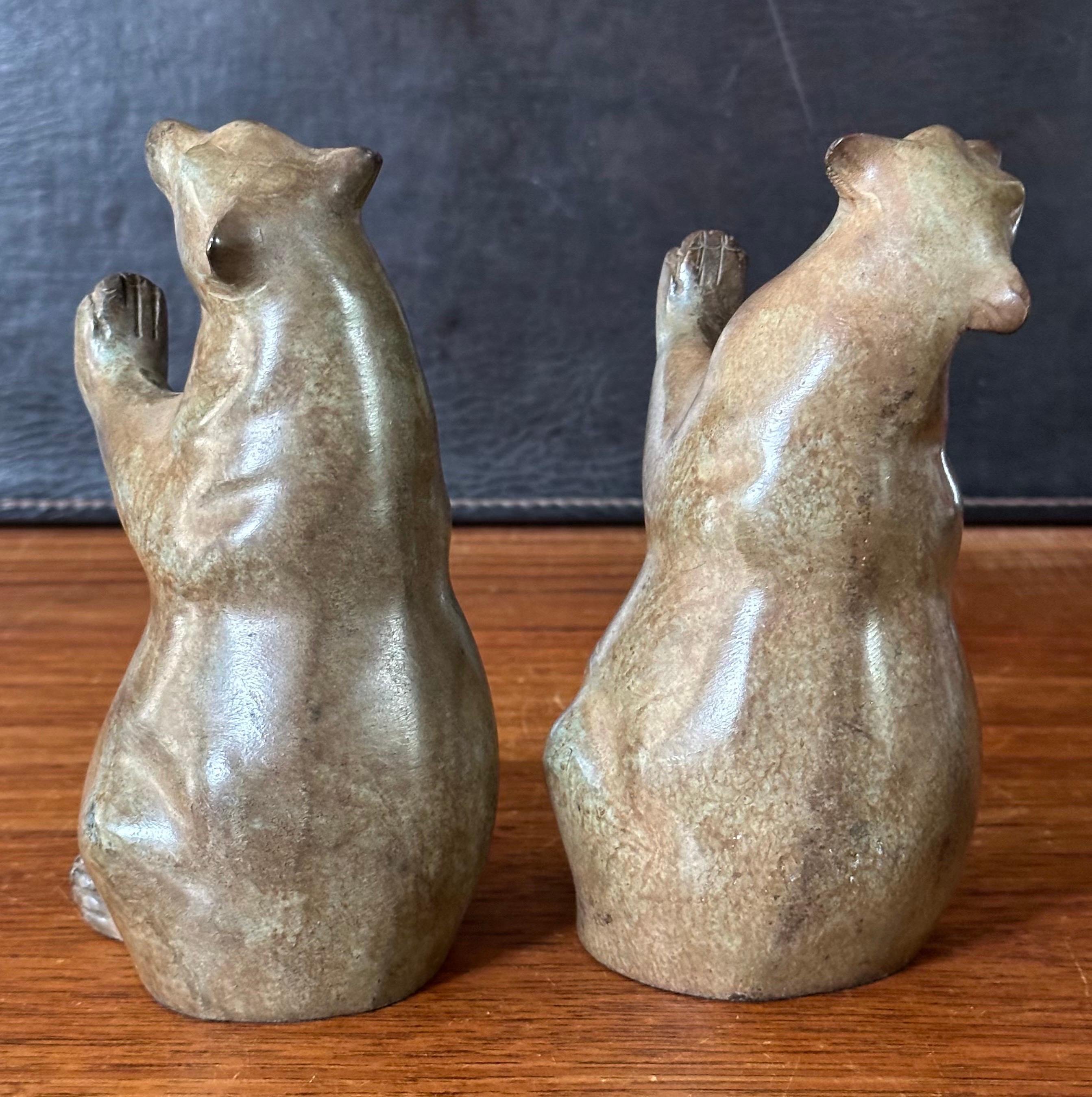 Pair of Vintage Cold Painted Bronze Bear Bookends For Sale 4
