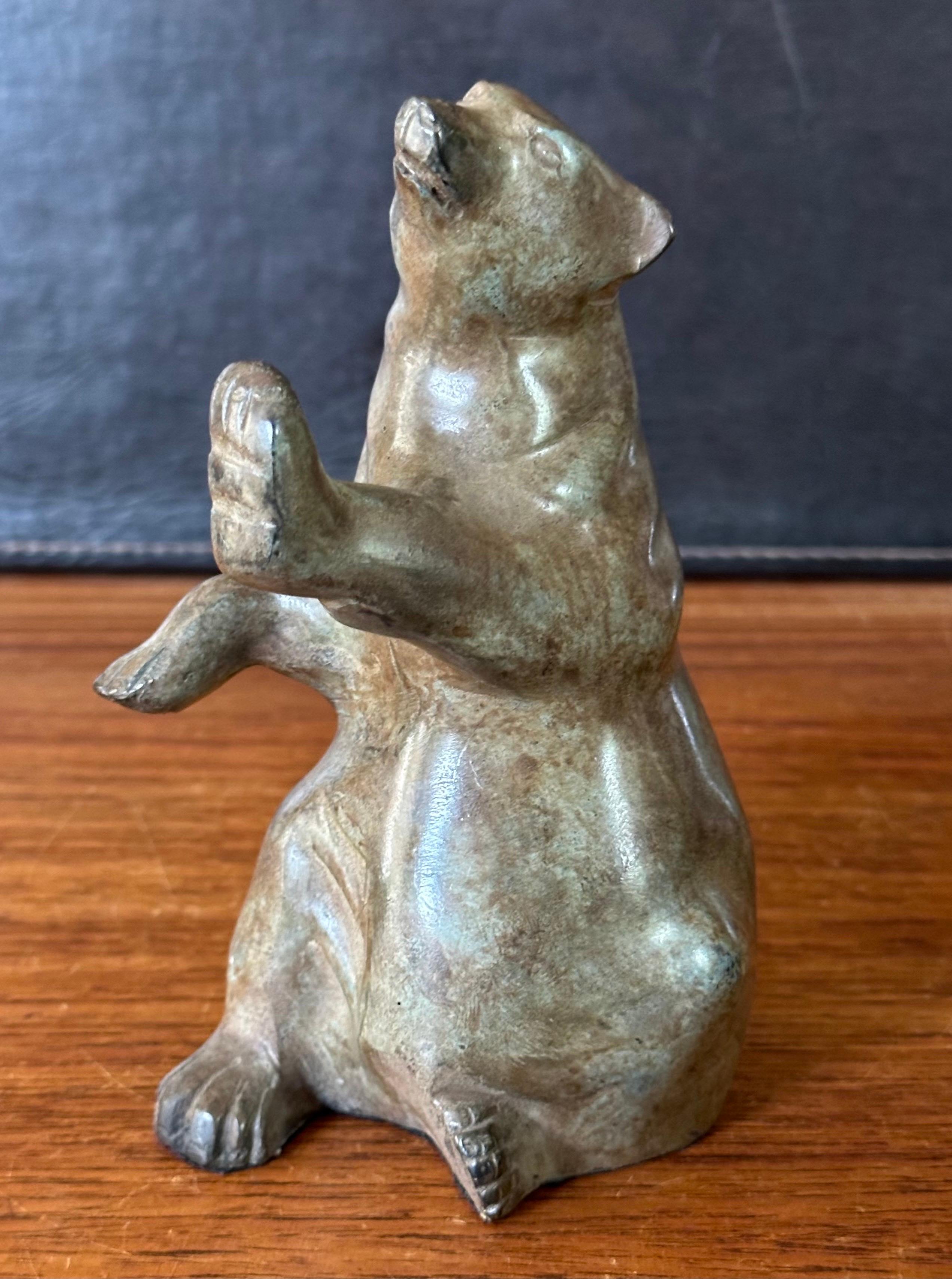 Pair of Vintage Cold Painted Bronze Bear Bookends For Sale 7