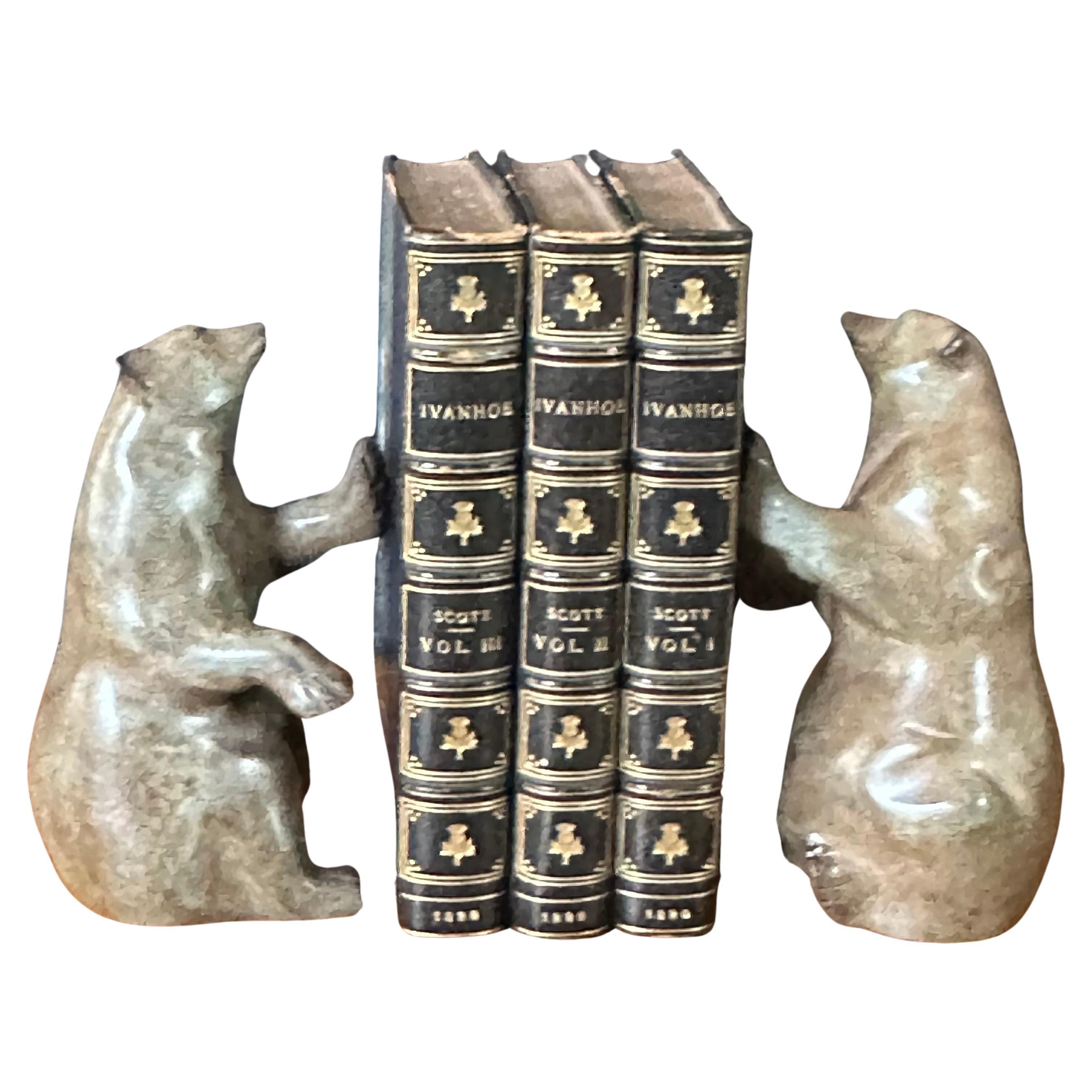 Pair of Vintage Cold Painted Bronze Bear Bookends For Sale 8