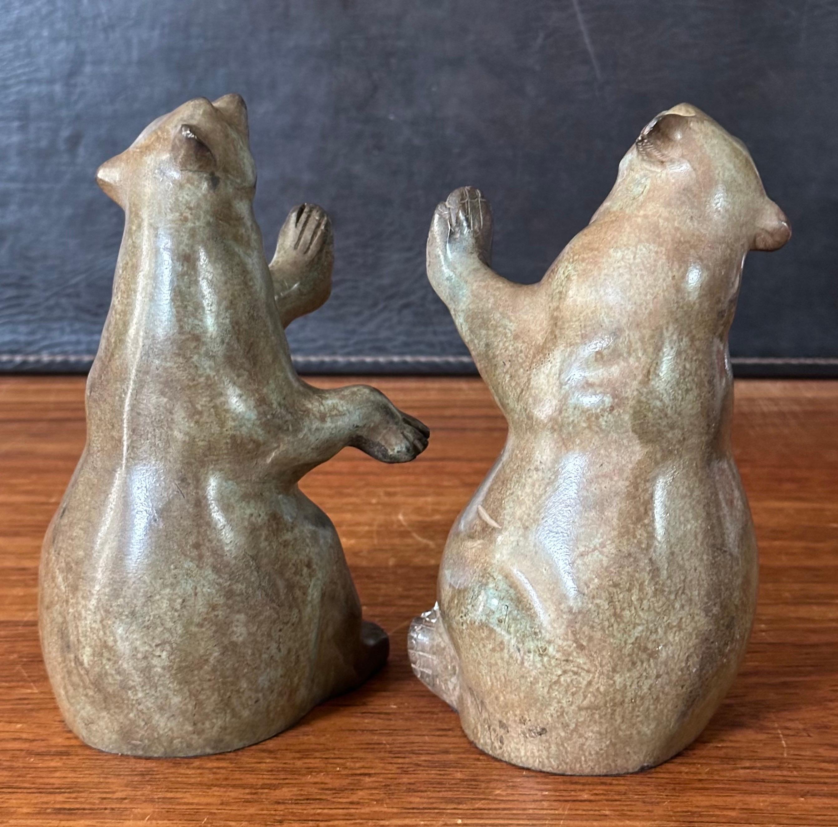 Pair of Vintage Cold Painted Bronze Bear Bookends For Sale 3